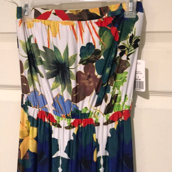 [F21] NWT Tropical Strapless Maxi Dress - Picture 1 of 5